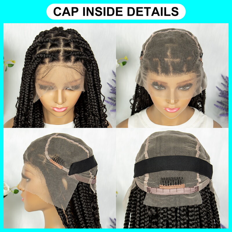 KIMA Wig kepang renda penuh Wig Afrika Wig sintetis renda depan dengan rambut bayi untuk Wig wanita hitam Wig rambut keriting