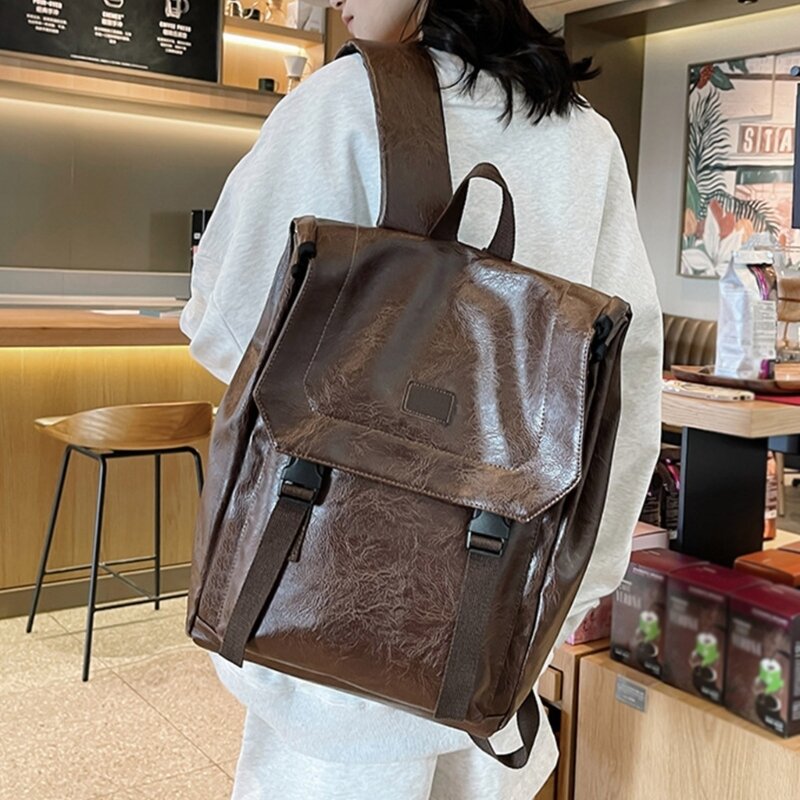 Mochila escolar Japonês Bookbag PU Laptop Leather Travel Mochilas para Adolescentes Juventude Mochila Casual Mochila Estudante 517D