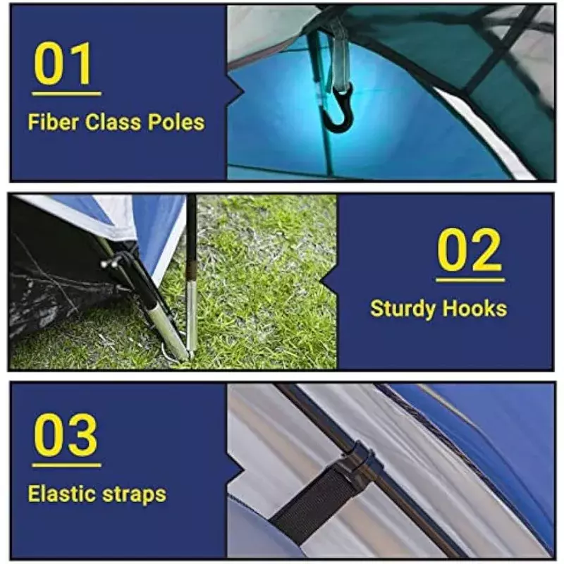 Pacific Pass 6 Person Family Dome Tent with Removable Rain Fly, Easy Setup for Camp Outdoor