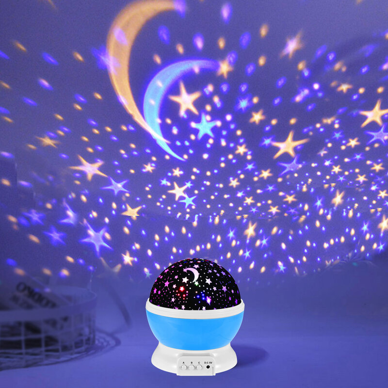Luce notturna per camera da letto con illuminazione a stella: proiettore Starlight rotante incantevole, decorazione a bassa tensione alimentata tramite USB e sicura