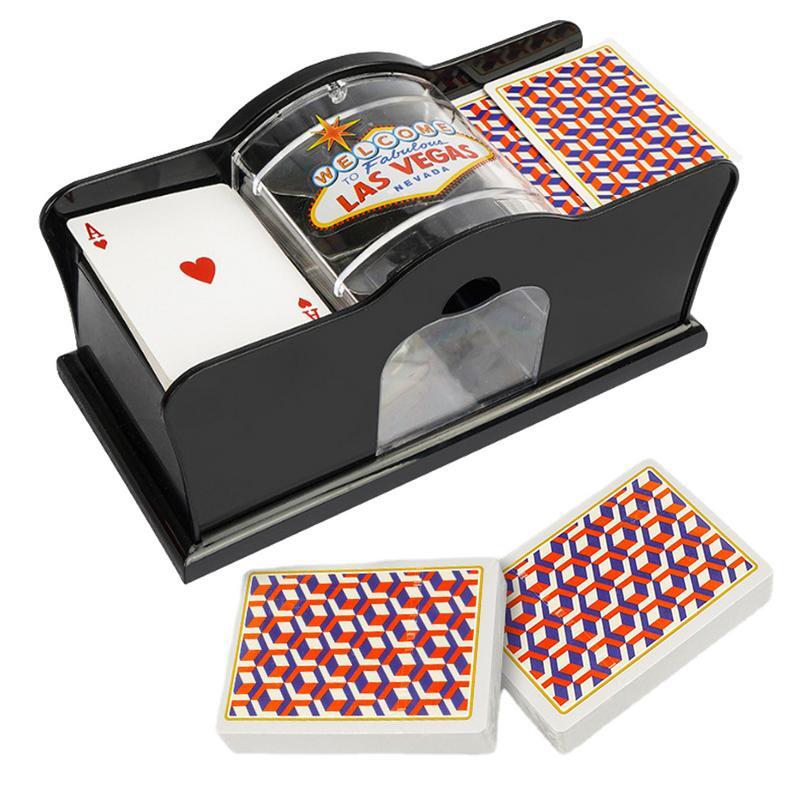 Barajador de cartas Manual, máquina de barajado de póquer, 2 mazos de tarjetero, sistema de manivela fácil, barajador de cartas de Casino