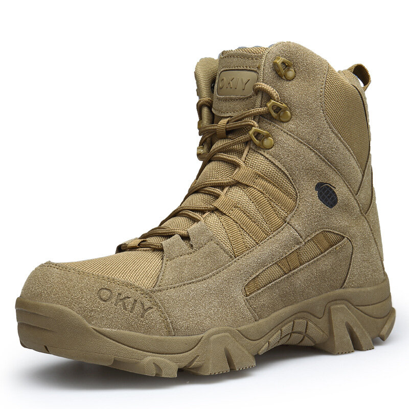 Sepatu bot militer taktis pria, sepatu bot pendek tempur gurun pasir pasukan khusus luar ruangan musim gugur musim dingin