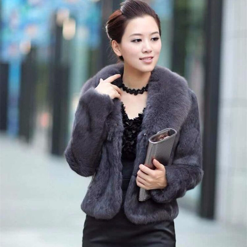 Woman Fashion Natural Fur Coat Female Elegant Fluffy Thick Warm Fox  Jacket Outerwear Ladies Real     G538