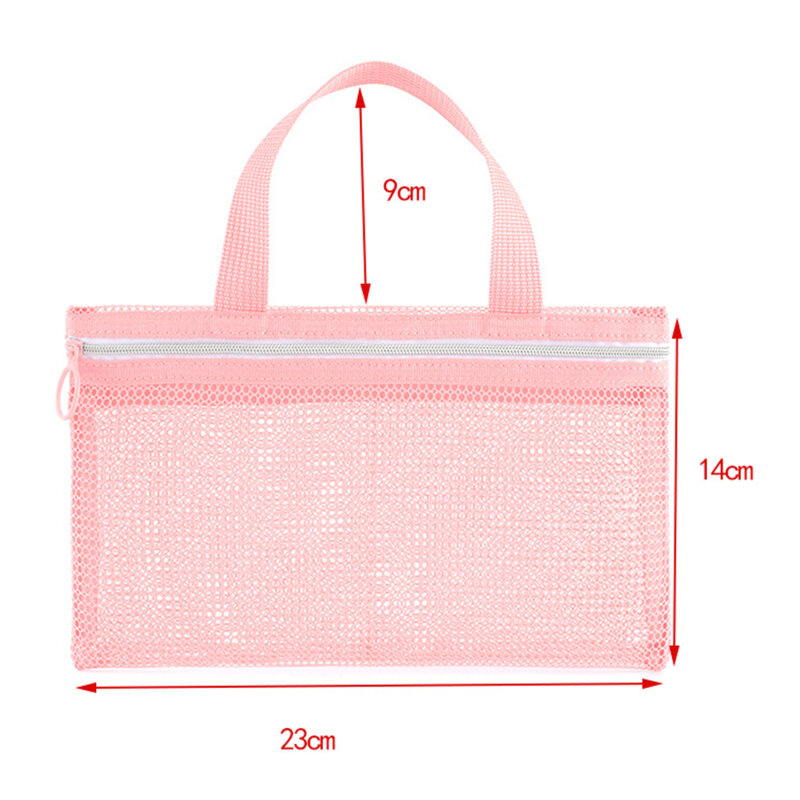 Double Zip Mesh Cosmetic Bag Saco de higiene pessoal portátil Caso de armazenamento de beleza Grande capacidade Saco de lavagem de banho Saco de praia
