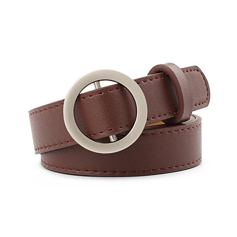 Cinturón de cuero con hebilla para mujer y hombre, cinturón negro fino, G02