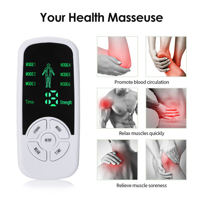 Электрический стимулятор мышц, 6 режимов, мини-устройство для меридианового массажа тела для облегчения боли, электростимулятор