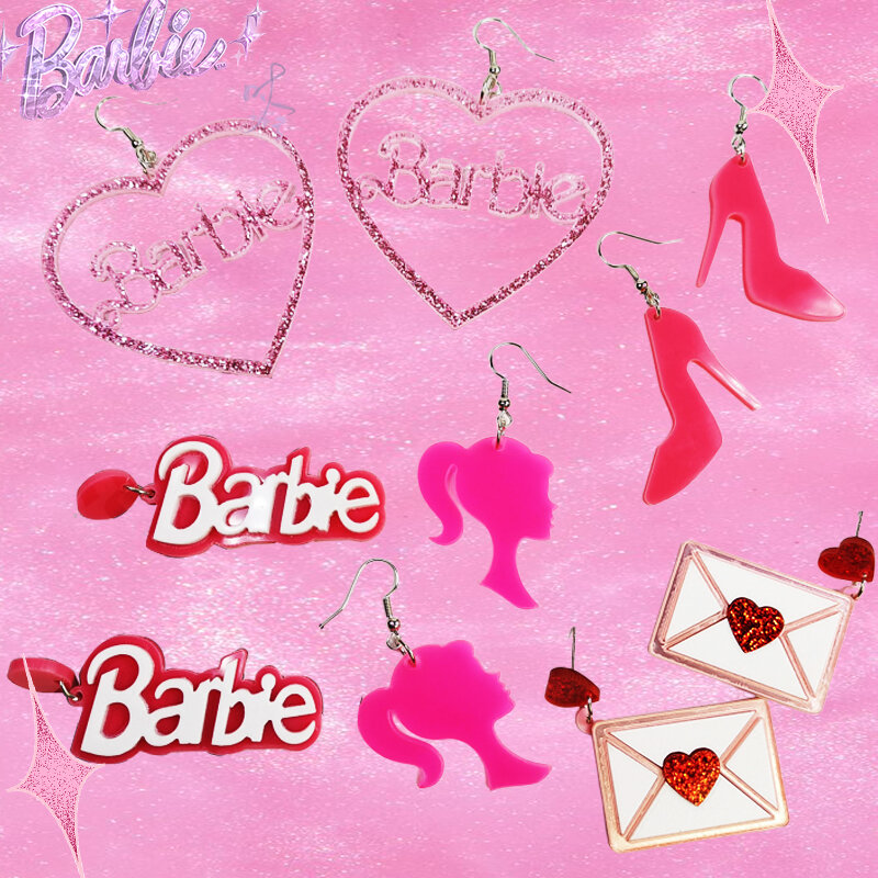 Pendientes de Barbie Kawaii, colgantes de oreja de moda, decodificación de película elegante, adornos de moda, regalo para niñas lindas, estilo dulce Y2K