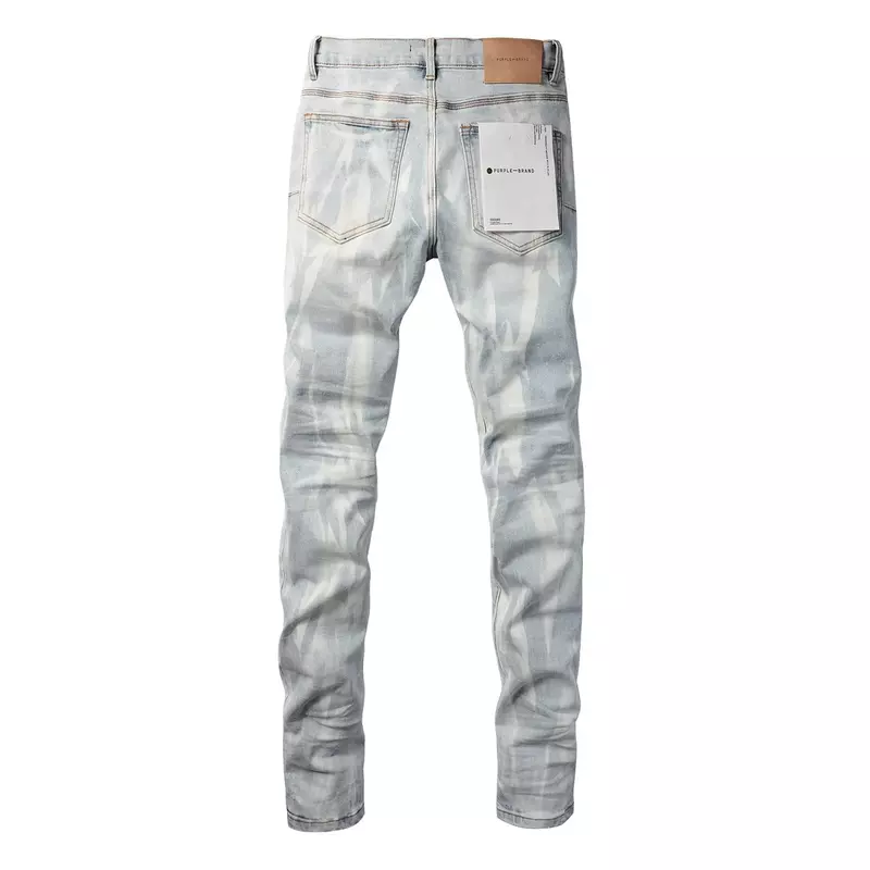 Jeans di marca viola moda di alta qualità high street slim tie-dye lavaggio personalità riparazione pantaloni Skinny in Denim a basso sollevamento