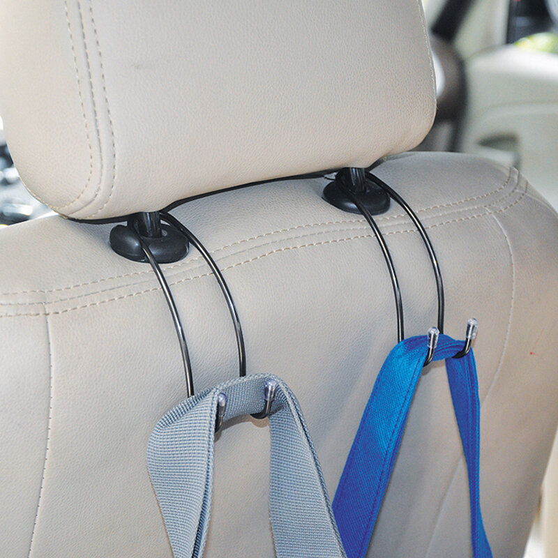 2pcs Muiltifunction Car Back Seat Double Hook Auto Headrest Hanger Clothes Purse Bag Organizer Holder Hanging Travel