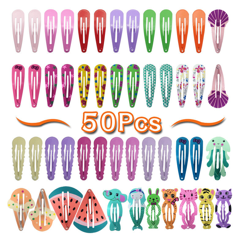 Diversity Mix Color Different Prints Random Hairgrip Hair Clip Snap Hair Clips for Children Girls Hair Accessories Women YB003