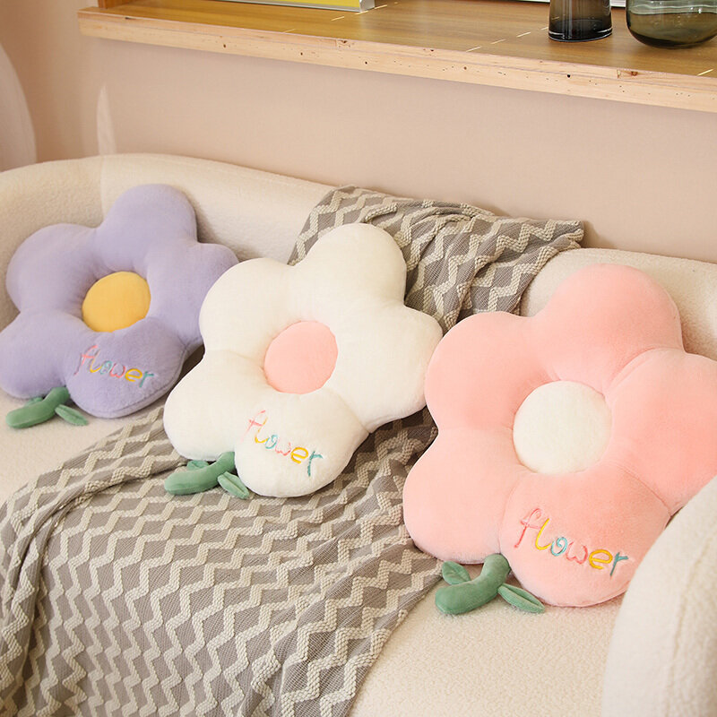 Oreiller en peluche à fleurs pour filles, coussin de canapé, dessin animé mignon, plantes en peluche, jouets doux Anime, décor de chambre Kawaii, 50 cm, 70cm Ins