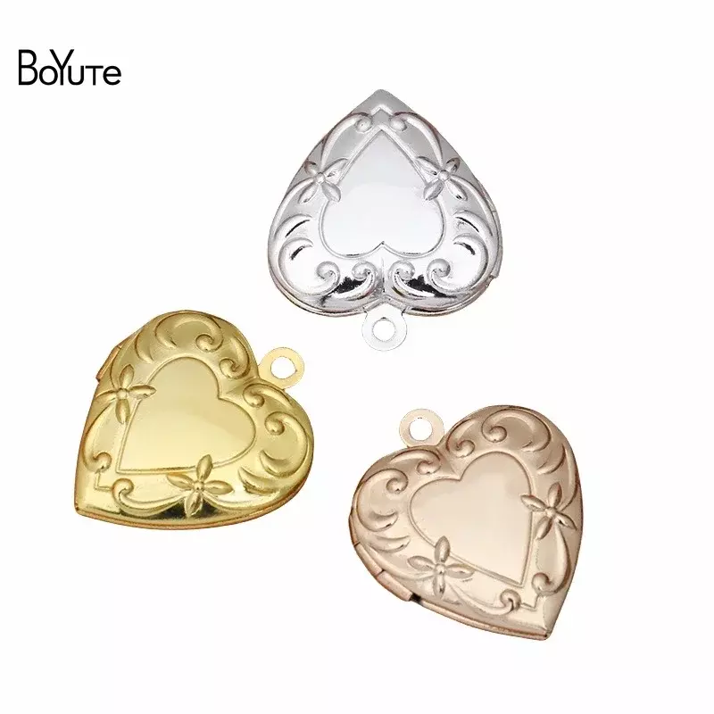 BoYuTe-Colgante de Metal de latón para fabricación de joyas, medallón de memoria de corazón flotante, 20MM, lote de 20 unidades