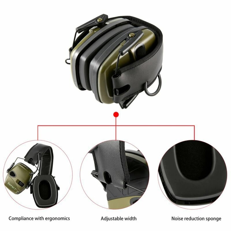 Impact Sport Anti-Noise Headset, Protetor eletrônico tático, Tiro ao ar livre e caça protetora