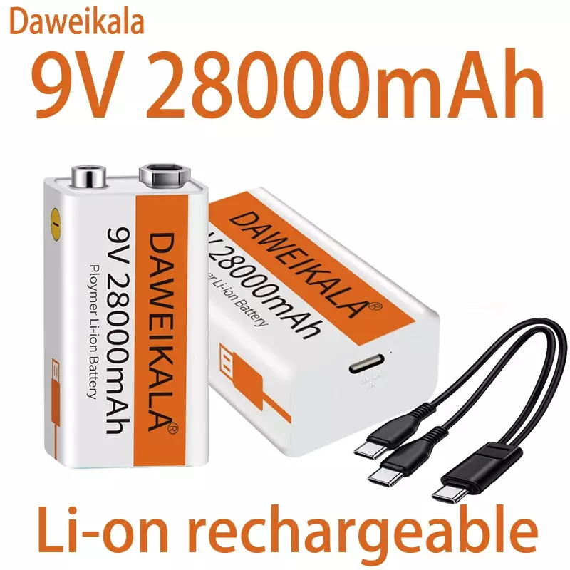 2023 9 V 28000mAh batteria ricaricabile agli ioni di litio Micro batterie USB 9 V litio per multimetro microfono giocattolo telecomando uso KTV