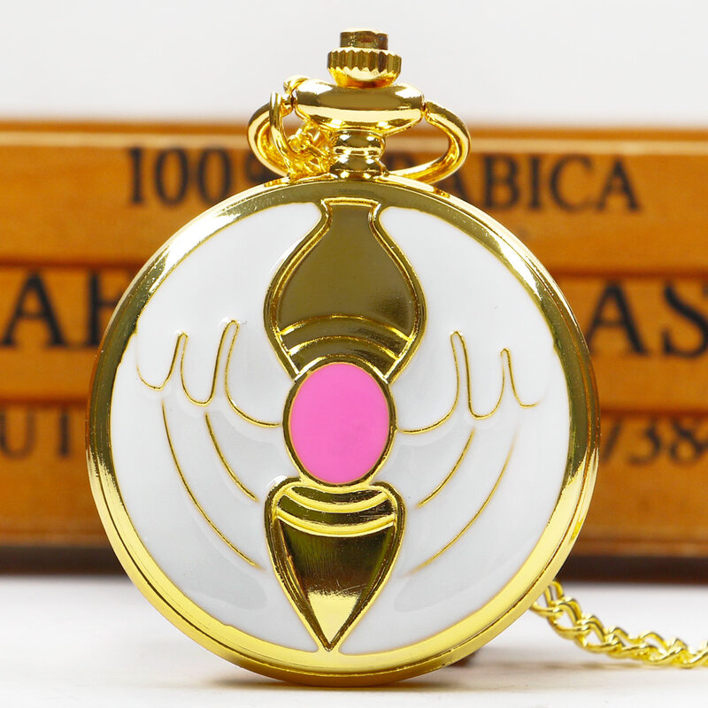 Cute Crystal Cherry Blossom Diamond Inlaid Necklace Pocket Watch for Ladies Girls Cosplay Creative Quartz Fob Clock