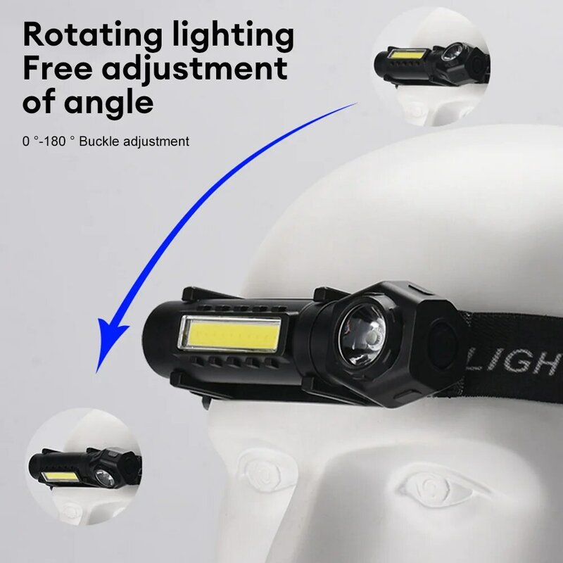 Farol ao ar livre USB destacável cabeça lâmpada impermeável magnética recarregável lanterna para o trabalho Camping Pesca