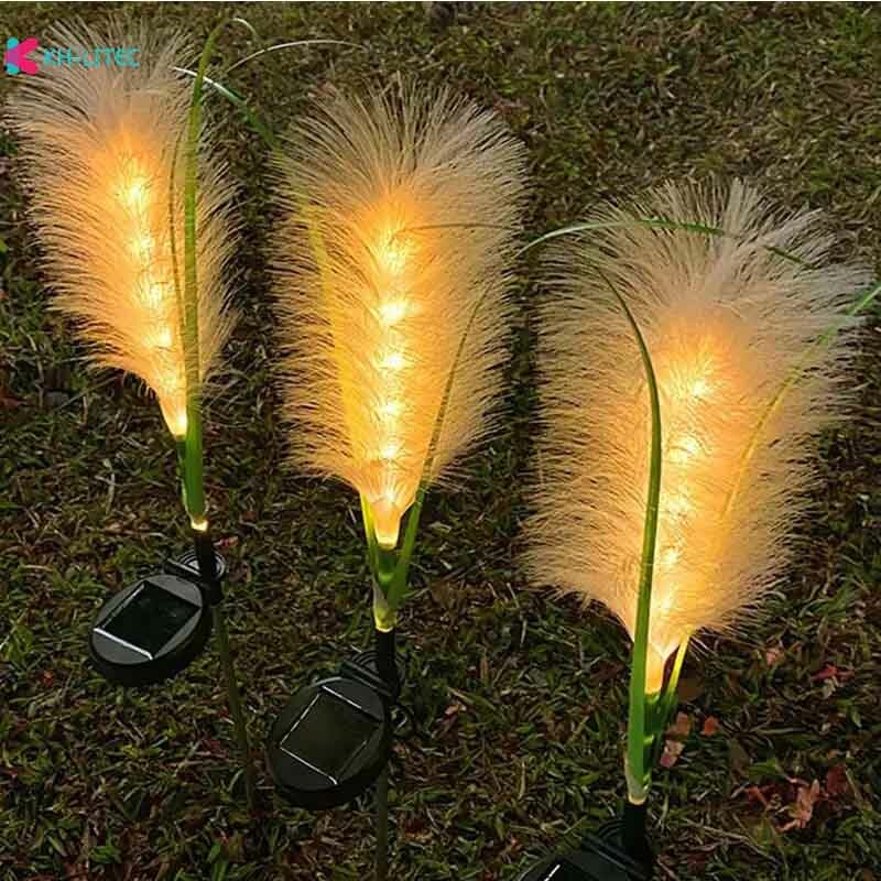 Outdoor LED Solar Reed Fairy Lights, fibra óptica, decoração do jardim, gramado, caminho, pátio, quintal, festa, Natal