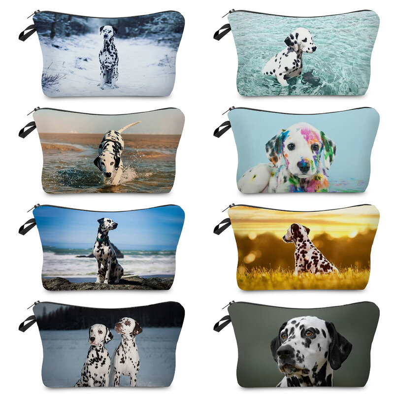 Fashion Outdoor Women Cosmetic Bag pieghevole Beach Travel Organizer Mini Lady Makeup Bag Kit da toilette dalmata Animal Dog Print