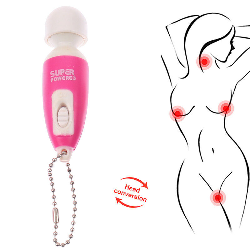 Портативная миниатюрная Массажная палочка для снятия стресса, электронный массажер всего тела с кольцом-брелоком и кнопкой (случайный цвет)