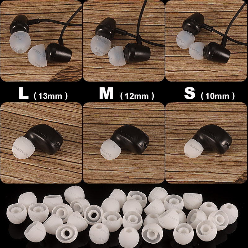 Earphone berkabel 10-1 pasang, silikon Penggantian Earplug telinga topi earbud lembut dalam telinga Headphone Eartip L M S