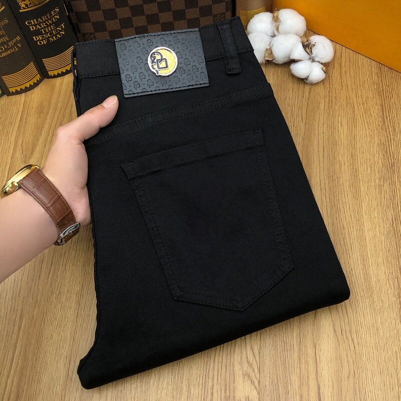 Summer Thin Three-Proof Jeans Men's Waterproof Oil-Proof Anti-Fouling Khaki Versatile Casual High-End Stretch Slim Trousers