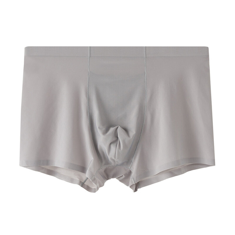 กางเกงในบ็อกเซอร์เอวต่ำสำหรับผู้ชาย celana dalam Bahan Sutra น้ำแข็งที่มีความยืดหยุ่นสูงระบายอากาศได้บางกางเกงในชาย