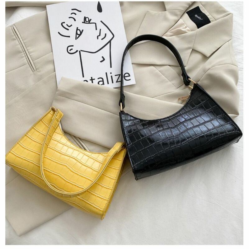 女性のカジュアルなハンドバッグ,模造クロコダイルパターンの合成皮革バッグ,ショルダーストラップ,ファッショナブル
