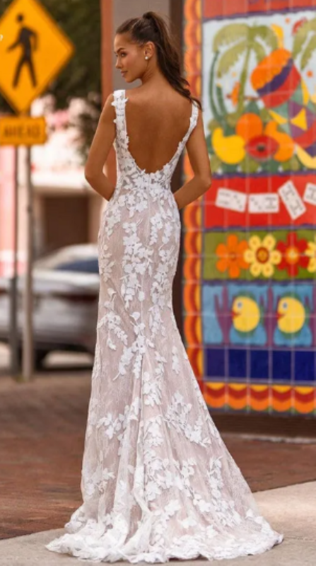 Othray Beach Scoop Neck Stylish Backless Bridal Gown Custom Made Applique Sweep Train Sleeveless Lace Mermaid Wedding Dress 2024