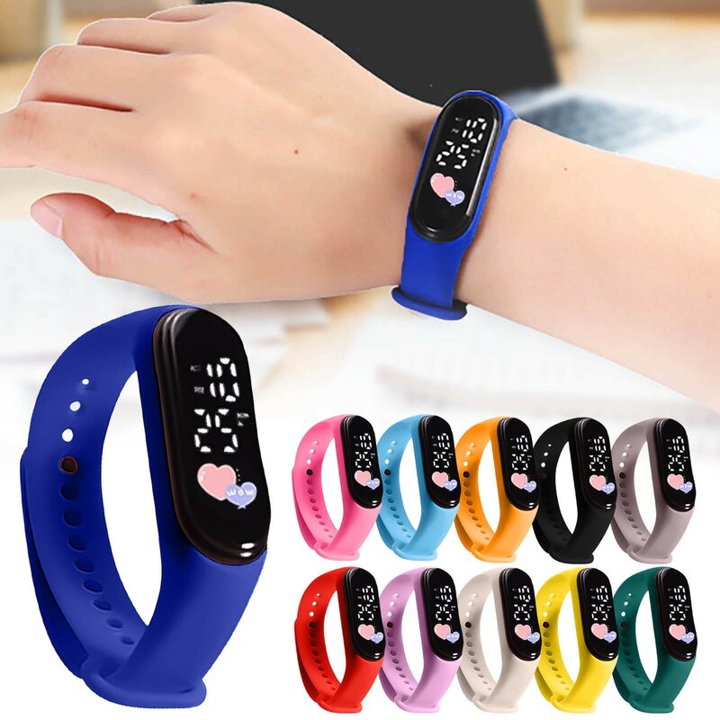 Relógio esportivo infantil, pulseira de silicone, tela sensível ao toque, várias cores disponíveis, relógio de moda durável, tela 2024