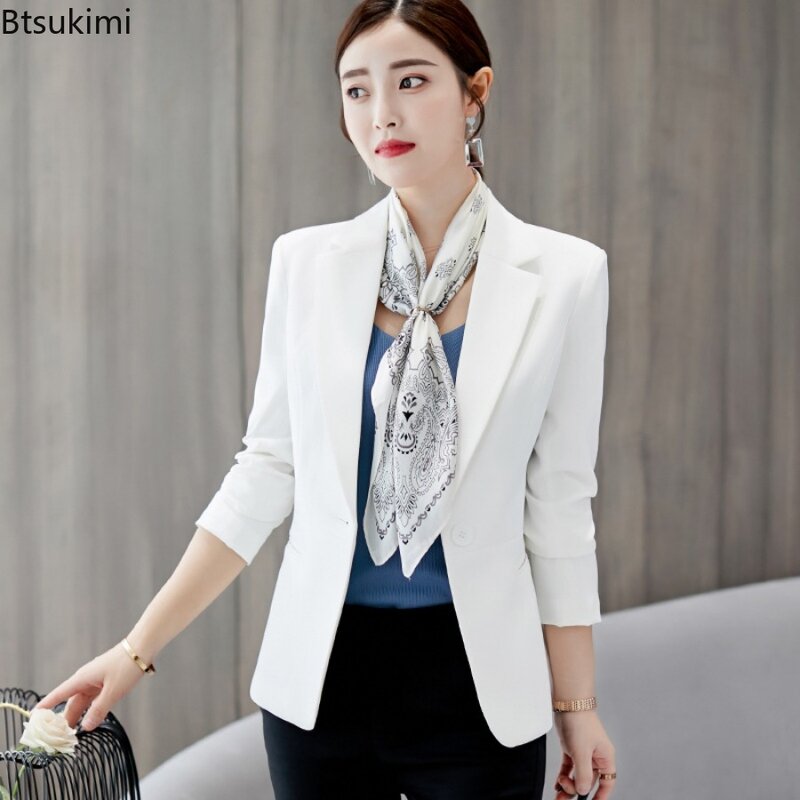 Elegante jaqueta de escritório feminina, blazer de trabalho de manga cheia, casaco casual feminino, 6 cores disponíveis, roupas femininas, 2022