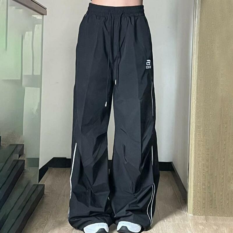 Solid Color Sweatpants Vintage Oversized Unisex Sweatpants with Elastic Waist Pockets Soft Breathable Sports Pants for Quick Dry