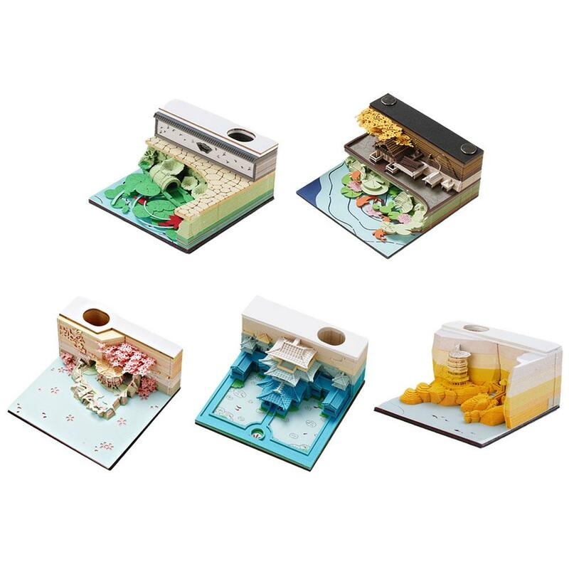 3d Notizblock Mini Baumhaus Modell Papier schnitzen Kunst Haft notizen für Büro Dekor Stift halter hochwertige DIY dekorative Geschenke