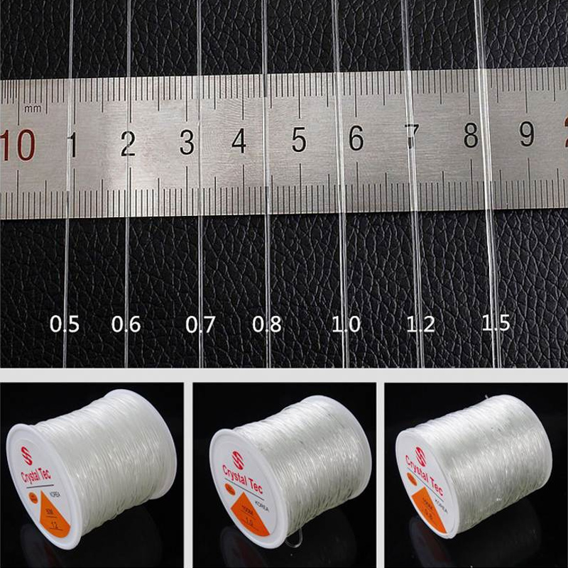 Cordón elástico fuerte de cristal para hacer joyas, cuerda elástica de 100m para hacer collares, pulseras y abalorios, grosor 0,4-1mm