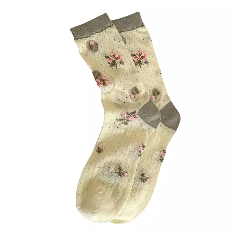 Sweet Lace Flower Socks Set para mulheres, respirável, oco, transparente, confortável, fino, verão, novo, 3 pares por lote
