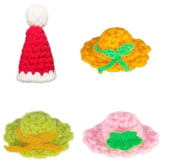 Handmade lã malha mini animal pet chapéu, DIY jóias criativas suprimentos