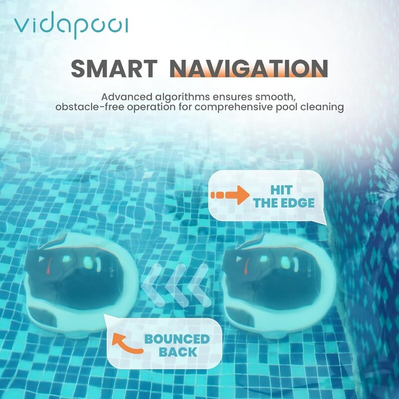 Aspiradora robótica inalámbrica para piscina, dispositivo portátil con indicador LED de limpieza automática, tecnología de estacionamiento automático Ideal
