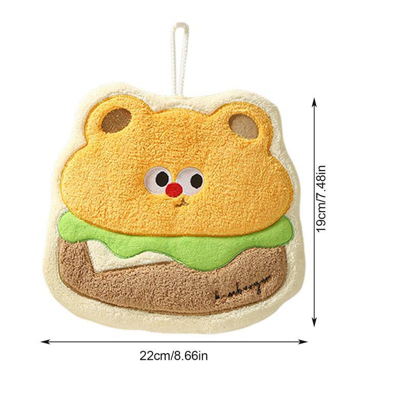 Cartoon Food Hand Towel Can Be Hung Coral Velvet Absorbent Quick-drying Rag Kitchen Bathroom Hand Wipe Pendant