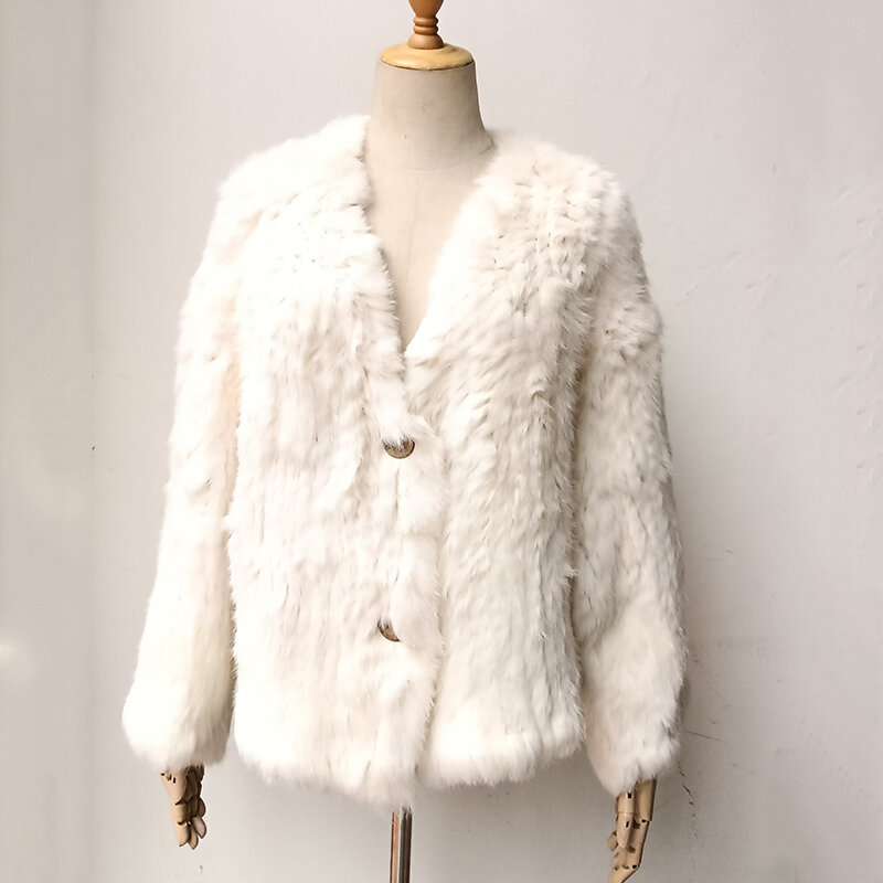 Свободная модная теплая Женская куртка пальто из натурального кроличьего меха из натурального меха, женская зимняя верхняя одежда из натурального меха, женские пальто