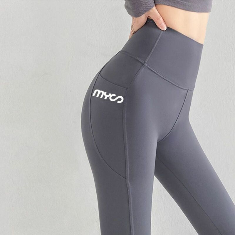 Cintura alta Spandex Yoga Leggings com bolsos para mulheres, calças justas macias, calças fitness, desgaste da ginástica