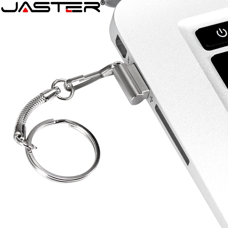 JASTER USB 2.0 64GB المعادن حساسة فلاش Drive16GB 32GB بندريف ذاكرة عصا الزواج هدية الشحن مخصص شعار هدايا مفتاح سلسلة