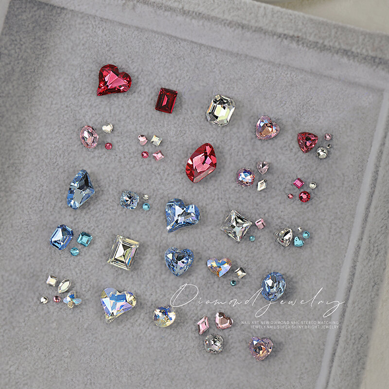 HNUIX diamantes de imitación para decoración de uñas, piedras de cristal 3D para uñas, fondo puntiagudo, Flash de alta calidad