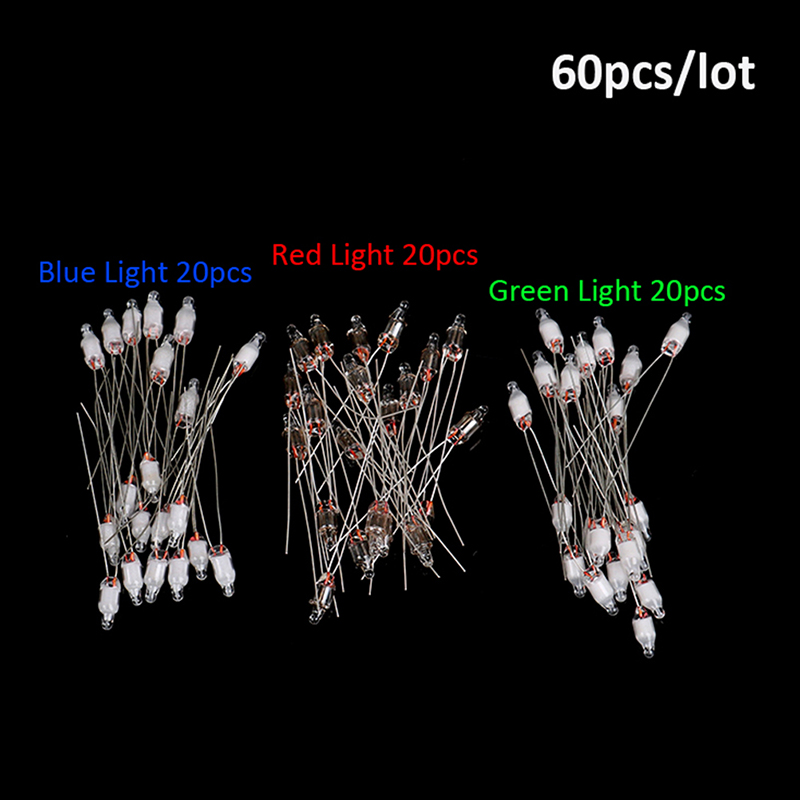60PC 4*10mm rosso verde blu rosso lampadina al Neon indicatore luminoso Standard lampadina in miniatura indicatore lampadina al Neon artigianato fai da te