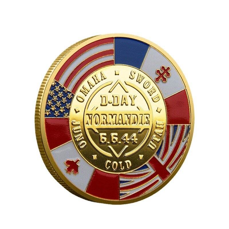 Niewalutowa rocznicowa moneta wyzwania D Dzień 80. rocznica Normandii monety okolicznościowe D-Day Maple Leaf Coin Collectibles