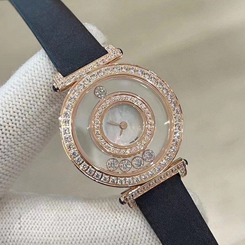 Reloj de cuarzo con esfera de cristal de zafiro doble para mujer, conjunto de diamantes vintage de diseñador, nuevo reloj de lujo a la moda, regalo de fiesta, 2024