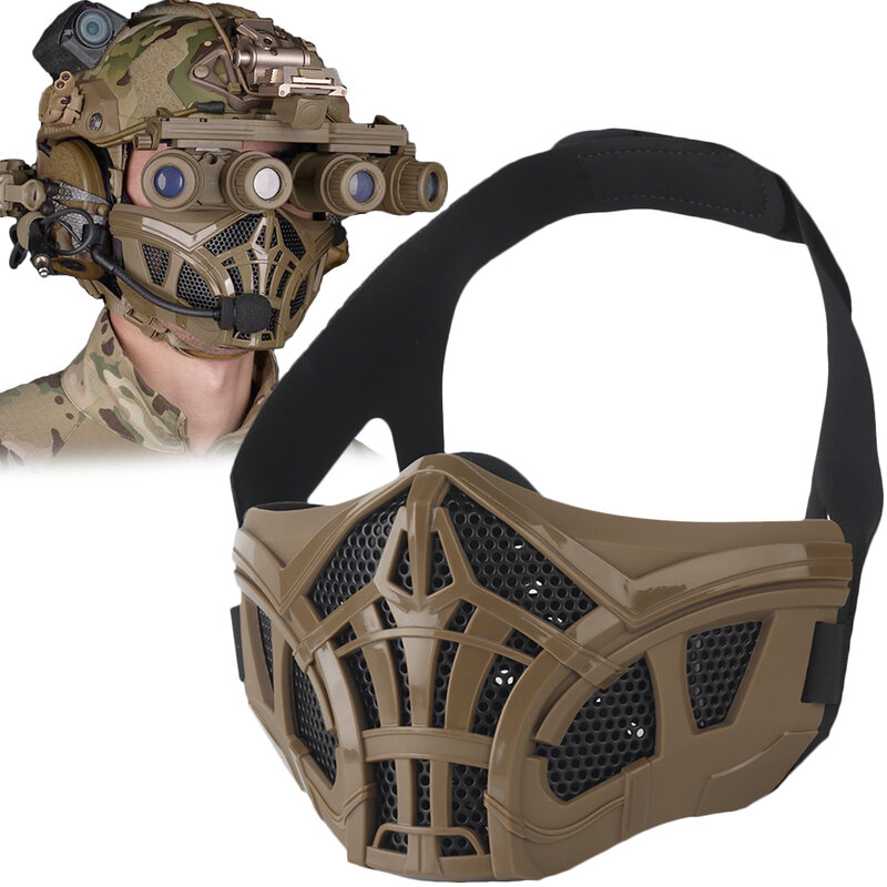 Airsoft tactisch ademende masker, Mesh half-face masker, Airsoft paintball Beschermende masker uitrusting, Outdoor Jachtmotormasker