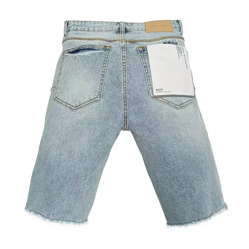Ungu merek Roca jeans denim atasan Amerika jalan tepi mentah lubang robek tambalan celana pendek denim celana pantai celana lima menit