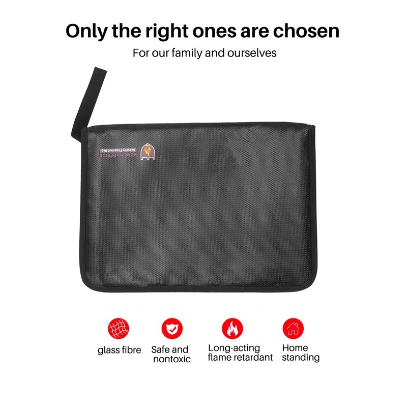 Fireproof Files Folder Accordion Document Bags 14.3X9.8 Inch A4 Size 12 Pockets Non-Itchy Silicone Coated Fire Resistant Safe Mo