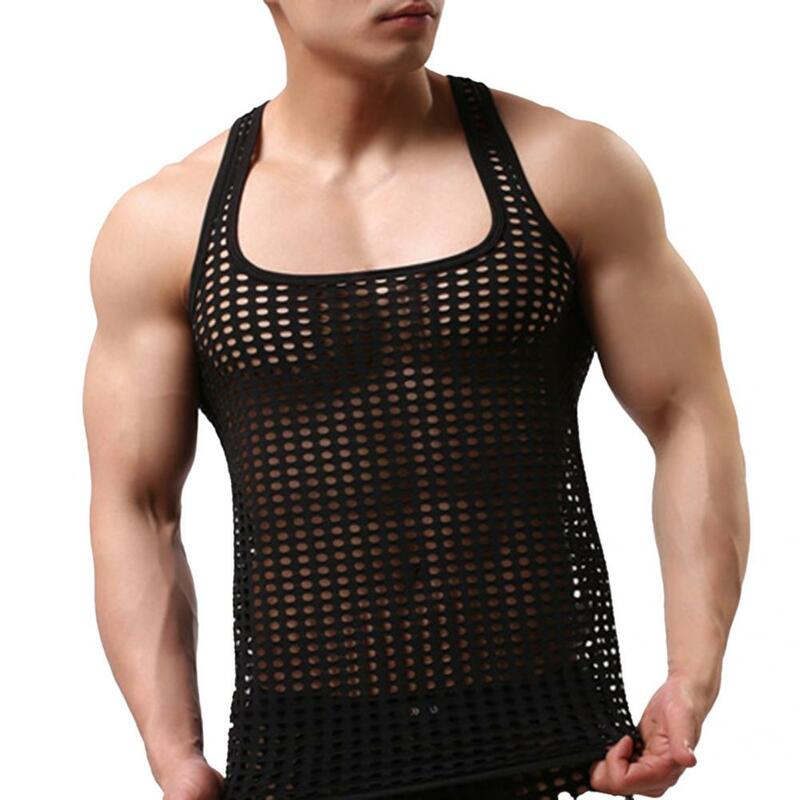 Undershirt Nightclothes Men Underwear Sexy Mesh  Trendy Japan Style Fish Net Undershirt