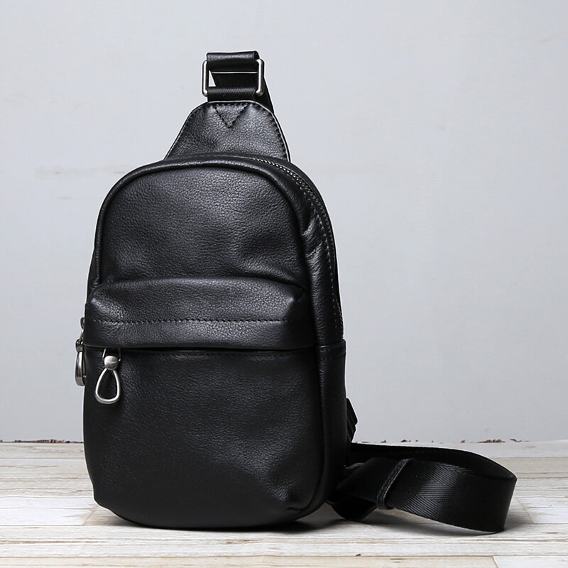 New Men's Leather Chest Bag Soft Leather  Crossbody Bag Outdoor Leisure Crossbody Backpack Top Layer Cowhide Chest Shoulder Bag