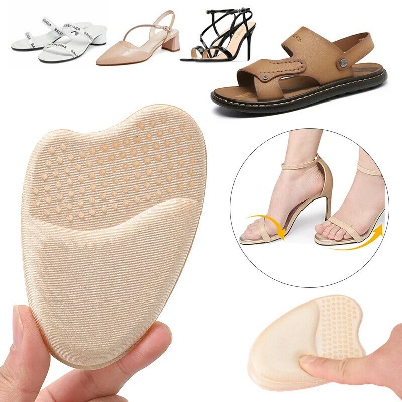 2 Pairs Gel Forefoot Insert Women High Heels Cushion Pads Anti-slip Foot Pain Relief Pads Half Insoles Round Toe Shoe Inserts